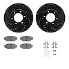 8312-76097 Drilled/Slotted Brake Rotors with 3000-Series Ceramic Brake Pads Kit & Hardware [Black], 1993-1998 Lexus/Toyota/Scion - image 1
