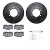 8312-76102 Drilled/Slotted Brake Rotors with 3000-Series Ceramic Brake Pads Kit & Hardware [Black], 1991-1998 Lexus/Toyota/Scion - image 1