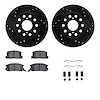 8312-76108 Drilled/Slotted Brake Rotors with 3000-Series Ceramic Brake Pads Kit & Hardware [Black], 1991-1995 Lexus/Toyota/Scion - image 1