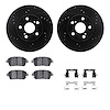 8312-76122 Drilled/Slotted Brake Rotors with 3000-Series Ceramic Brake Pads Kit & Hardware [Black], 2004-2009 Lexus/Toyota/Scion - image 1