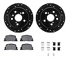 8312-76128 Drilled/Slotted Brake Rotors with 3000-Series Ceramic Brake Pads Kit & Hardware [Black], 2000-2001 Lexus/Toyota/Scion - image 1