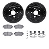 8312-76136 Drilled/Slotted Brake Rotors with 3000-Series Ceramic Brake Pads Kit & Hardware [Black], 2002-2006 Lexus/Toyota/Scion - image 1