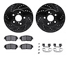 8312-76137 Drilled/Slotted Brake Rotors with 3000-Series Ceramic Brake Pads Kit & Hardware [Black], 2004-2010 Lexus/Toyota/Scion - image 1