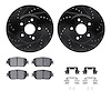 8312-76141 Drilled/Slotted Brake Rotors with 3000-Series Ceramic Brake Pads Kit & Hardware [Black], 2002-2003 Lexus/Toyota/Scion - image 1