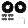 8312-76148 Drilled/Slotted Brake Rotors with 3000-Series Ceramic Brake Pads Kit & Hardware [Black], Fits Select Lexus/Toyota/Sci - image 1