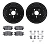 8312-76151 Drilled/Slotted Brake Rotors with 3000-Series Ceramic Brake Pads Kit & Hardware [Black], 2004-2009 Lexus/Toyota/Scion - image 1