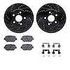 8312-76182 Drilled/Slotted Brake Rotors with 3000-Series Ceramic Brake Pads Kit & Hardware [Black], 2014-2015 Lexus/Toyota/Scion - image 1
