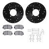 8312-80004 Drilled/Slotted Brake Rotors with 3000-Series Ceramic Brake Pads Kit & Hardware [Black], 1974-1984 Ford/Lincoln/Mercu - image 1
