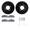 8312-80006 Drilled/Slotted Brake Rotors with 3000-Series Ceramic Brake Pads Kit & Hardware [Black], 1986-1988 Ford/Lincoln/Mercu - image 1