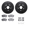 8312-80025 Drilled/Slotted Brake Rotors with 3000-Series Ceramic Brake Pads Kit & Hardware [Black], 1988-1991 Ford/Lincoln/Mercu - image 1