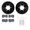 8312-93001 Drilled/Slotted Brake Rotors with 3000-Series Ceramic Brake Pads Kit & Hardware [Black], 2006-2010 GM, Position: Fron - image 1