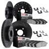 8314-03058 Drilled/Slotted Brake Rotors with 3000-Series Ceramic Brake Pads Kit & Hardware [Black], 2013-2015 Mopar, Position: F - image 1