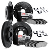 8314-03064 Drilled/Slotted Brake Rotors with 3000-Series Ceramic Brake Pads Kit & Hardware [Black], 2015-2017 Kia/Hyundai/Genesi - image 1