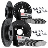 8314-32005 Drilled/Slotted Brake Rotors with 3000-Series Ceramic Brake Pads Kit & Hardware [Black], 2002-2006 Mini, Position: Fr - image 1