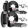 8314-48006 Drilled/Slotted Brake Rotors with 3000-Series Ceramic Brake Pads Kit & Hardware [Black], 2003-2005 GM, Position: Fron - image 1
