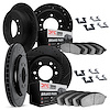 8314-52006 Drilled/Slotted Brake Rotors with 3000-Series Ceramic Brake Pads Kit & Hardware [Black], 2006-2009 GM, Position: Fron - image 1