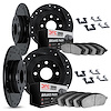 8314-67002 Drilled/Slotted Brake Rotors with 3000-Series Ceramic Brake Pads Kit & Hardware [Black], 1982-1983 Infiniti/Nissan, P - image 1