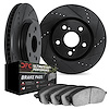 8402-40002 Drilled/Slotted Brake Rotors with Ultimate-Duty Brake Pads Kit [Black], 1998-2002 Mopar, Position: Front - image 1