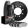 8402-48007 Drilled/Slotted Brake Rotors with Ultimate-Duty Brake Pads Kit [Black], 1988-1989 GM, Position: Front - image 1