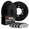 8402-76003 Drilled/Slotted Brake Rotors with Ultimate-Duty Brake Pads Kit [Black], 1981-1985 Lexus/Toyota/Scion, Position: Front - image 1