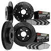 8404-42007 Drilled/Slotted Brake Rotors with Ultimate-Duty Brake Pads Kit [Black], Fits Select Mopar, Position: Front and Rear - image 1