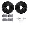 8412-03001 Drilled/Slotted Brake Rotors with Ultimate-Duty Brake Pads Kit & Hardware [Black], 2010-2016 Kia/Hyundai/Genesis, Pos - image 1