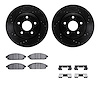 8412-42001 Drilled/Slotted Brake Rotors with Ultimate-Duty Brake Pads Kit & Hardware [Black], 2005-2010 Mopar, Position: Front - image 1