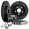 8412-42011 Drilled/Slotted Brake Rotors with Ultimate-Duty Brake Pads Kit & Hardware [Black], 2018-2021 Mopar, Position: Rear - image 1