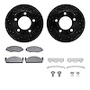 8412-42023 Drilled/Slotted Brake Rotors with Ultimate-Duty Brake Pads Kit & Hardware [Black], 1978-1981 Mopar, Position: Front - image 1