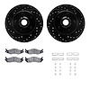 8412-42025 Drilled/Slotted Brake Rotors with Ultimate-Duty Brake Pads Kit & Hardware [Black], 1986-1992 Mopar, Position: Front - image 1