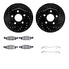 8412-42032 Drilled/Slotted Brake Rotors with Ultimate-Duty Brake Pads Kit & Hardware [Black], 1999-2002 Mopar, Position: Front - image 1