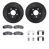 8412-47012 Drilled/Slotted Brake Rotors with Ultimate-Duty Brake Pads Kit & Hardware [Black], 2002-2007 GM, Position: Front - image 1