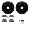 8412-48006 Drilled/Slotted Brake Rotors with Ultimate-Duty Brake Pads Kit & Hardware [Black], 1988-1996 GM, Position: Front - image 1