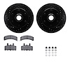 8412-48018 Drilled/Slotted Brake Rotors with Ultimate-Duty Brake Pads Kit & Hardware [Black], 1994-2002 GM, Position: Front - image 1