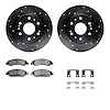 8412-48035 Drilled/Slotted Brake Rotors with Ultimate-Duty Brake Pads Kit & Hardware [Black], 2005-2008 GM, Position: Front - image 1