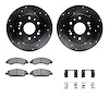8412-48036 Drilled/Slotted Brake Rotors with Ultimate-Duty Brake Pads Kit & Hardware [Black], 2005-2020 GM, Position: Front - image 1