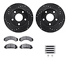 8412-54017 Drilled/Slotted Brake Rotors with Ultimate-Duty Brake Pads Kit & Hardware [Black], 1990-1997 Ford/Lincoln/Mercury/Maz - image 1