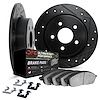 8412-54070 Drilled/Slotted Brake Rotors with Ultimate-Duty Brake Pads Kit & Hardware [Black], 2003-2005 Ford/Lincoln/Mercury/Maz - image 1