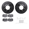 8412-76002 Drilled/Slotted Brake Rotors with Ultimate-Duty Brake Pads Kit & Hardware [Black], 1979-1980 Lexus/Toyota/Scion, Posi - image 1