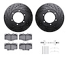 8412-76008 Drilled/Slotted Brake Rotors with Ultimate-Duty Brake Pads Kit & Hardware [Black], 1991-1998 Lexus/Toyota/Scion, Posi - image 1