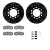 8412-76023 Drilled/Slotted Brake Rotors with Ultimate-Duty Brake Pads Kit & Hardware [Black], Fits Select Lexus/Toyota/Scion, Po - image 1
