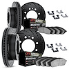 8414-40001 Drilled/Slotted Brake Rotors with Ultimate-Duty Brake Pads Kit & Hardware [Black], 2000-2002 Mopar, Position: Front a - image 1
