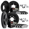 8414-67004 Drilled/Slotted Brake Rotors with Ultimate-Duty Brake Pads Kit & Hardware [Black], 2007-2015 Infiniti/Nissan, Positio - image 1