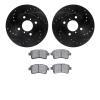 8502-01003 Drilled/Slotted Brake Rotors w/5000 Advanced Brake Pads Kit [Black], 2002-2005 Suzuki, Position: Front - image 1