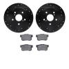 8502-01007 Drilled/Slotted Brake Rotors w/5000 Advanced Brake Pads Kit [Black], 2010-2013 Suzuki, Position: Rear - image 1