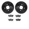 8502-01020 Drilled/Slotted Brake Rotors w/5000 Advanced Brake Pads Kit [Black], 1989-1994 Suzuki, Position: Rear - image 1