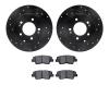 8502-03036 Drilled/Slotted Brake Rotors w/5000 Advanced Brake Pads Kit [Black], 2008-2011 Kia/Hyundai/Genesis, Position: Rear - image 1