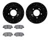 8502-03057 Drilled/Slotted Brake Rotors w/5000 Advanced Brake Pads Kit [Black], Fits Select Kia/Hyundai/Genesis, Position: Rear - image 1