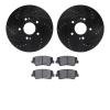 8502-03061 Drilled/Slotted Brake Rotors w/5000 Advanced Brake Pads Kit [Black], 2011-2016 Kia/Hyundai/Genesis, Position: Front - image 1