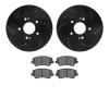 8502-03062 Drilled/Slotted Brake Rotors w/5000 Advanced Brake Pads Kit [Black], 2016-2021 Kia/Hyundai/Genesis, Position: Front - image 1